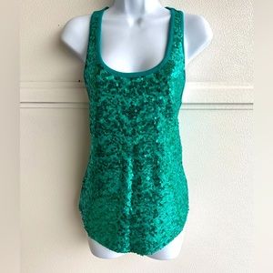 Guess Sequence Racerback Tank Top/ Turquoise/Green Vintage Women’s Petite Small